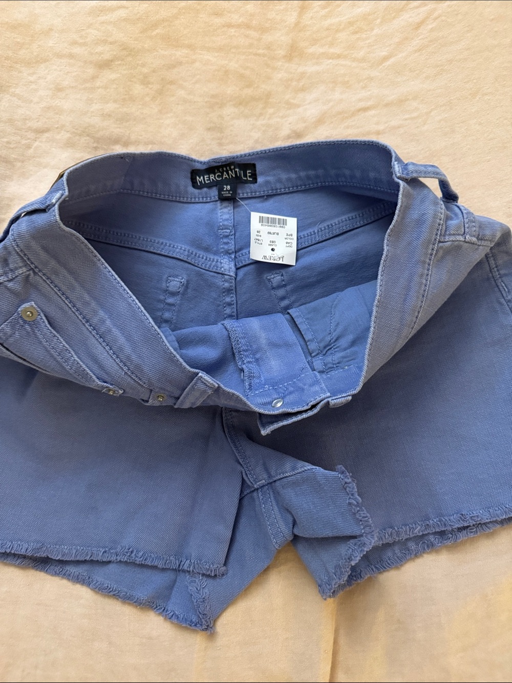 J.Crew Mercantile NWT Frayed Hem Shorts in Dusty Blue size 28